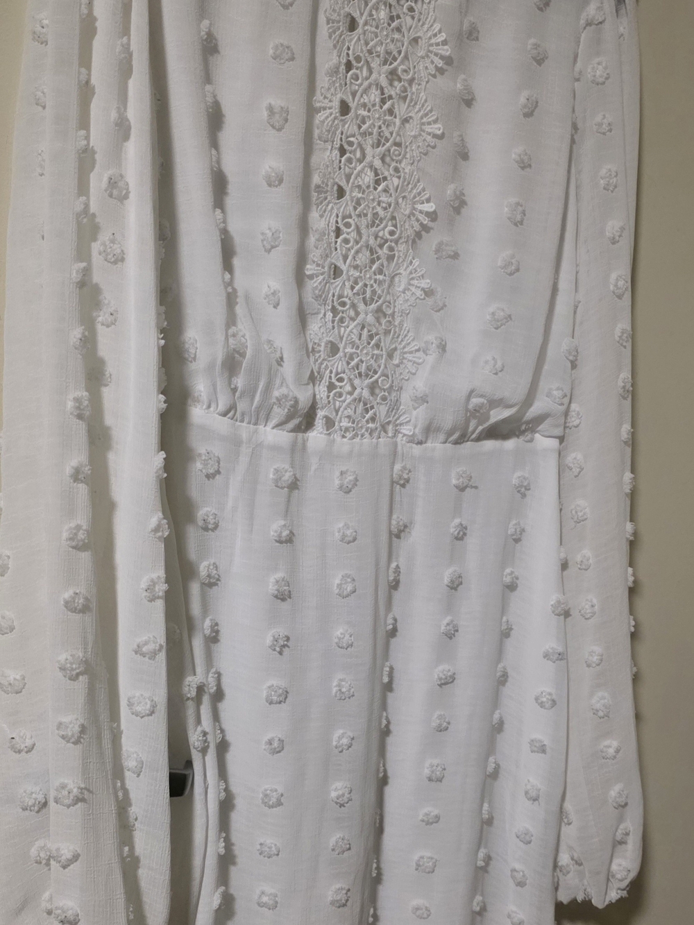 Forever 21 White Swiss-Dot Lace-Trim Girls Dress